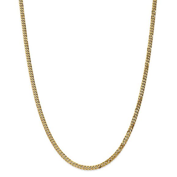 3.2mm, 14k Yellow Gold, Solid Beveled Curb Chain Necklace, 26 Inch - Picture 2 of 7